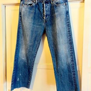 Chimala Button Fly Frayed Hem Jeans